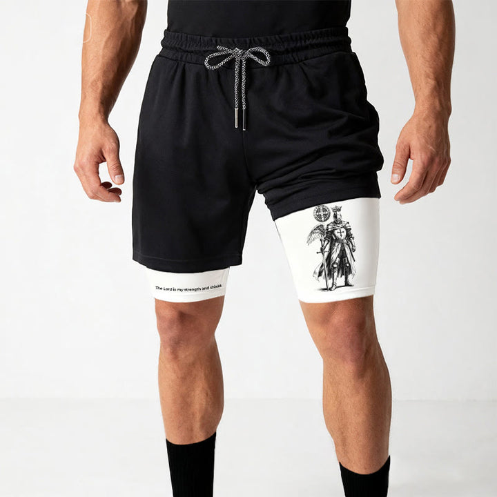 Christianartworkshop Der Herr ist meine Stärke und Schildritter Performance Shorts - image 2
