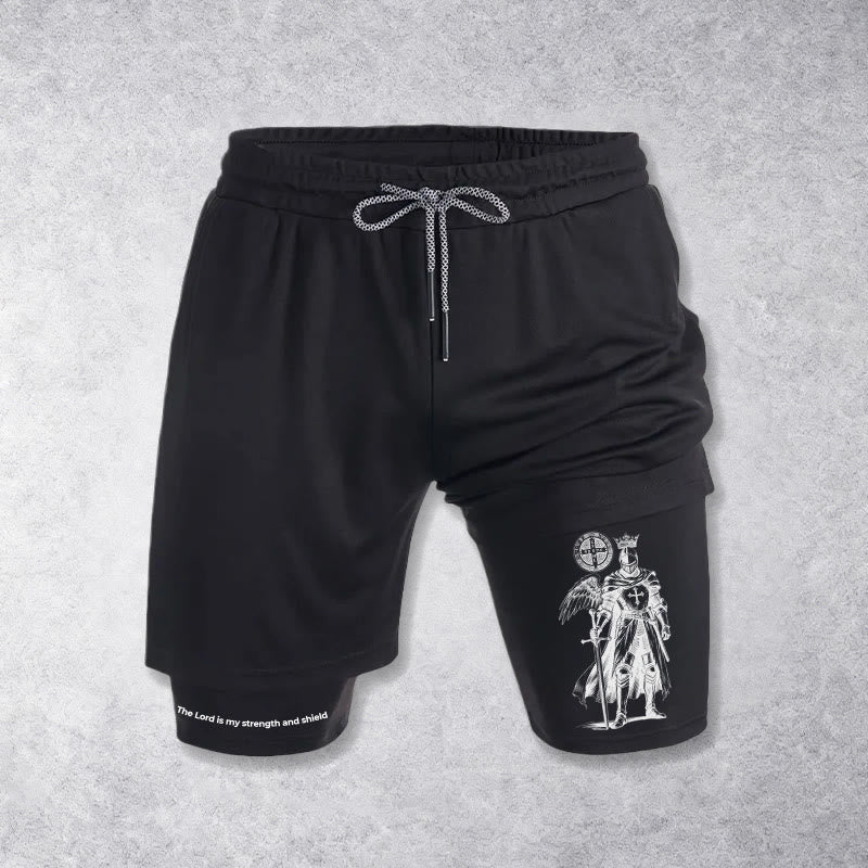 Christianartworkshop Der Herr ist meine Stärke und Schildritter Performance Shorts - Schwarz - 3XL - image 9