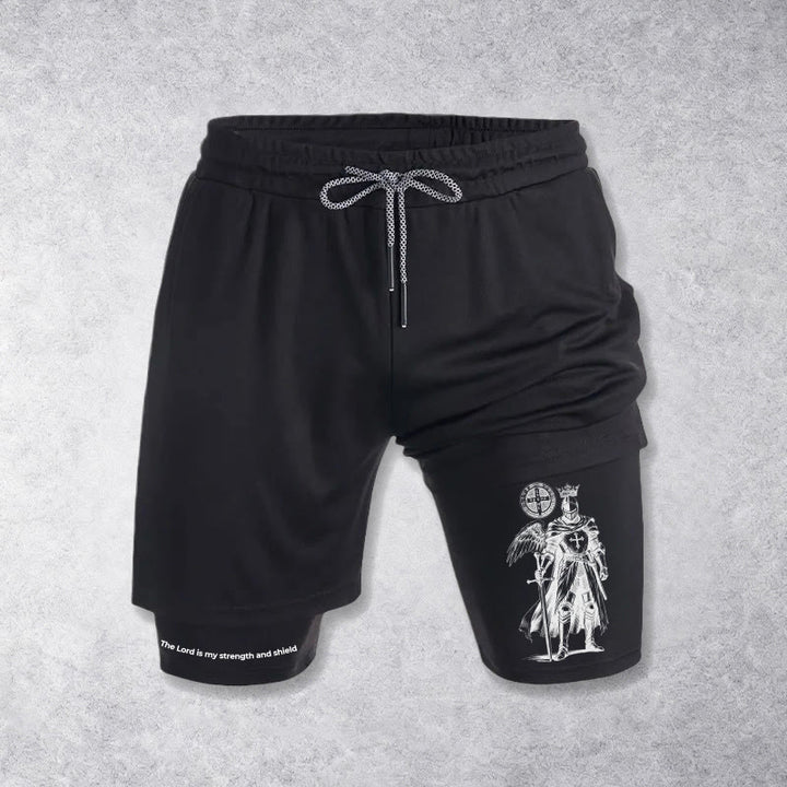 Christianartworkshop Der Herr ist meine Stärke und Schildritter Performance Shorts - Schwarz - 3XL - image 9