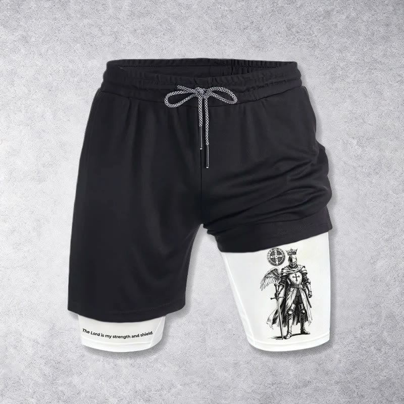 Christianartworkshop Der Herr ist meine Stärke und Schildritter Performance Shorts - Weiß - 3XL - image 0