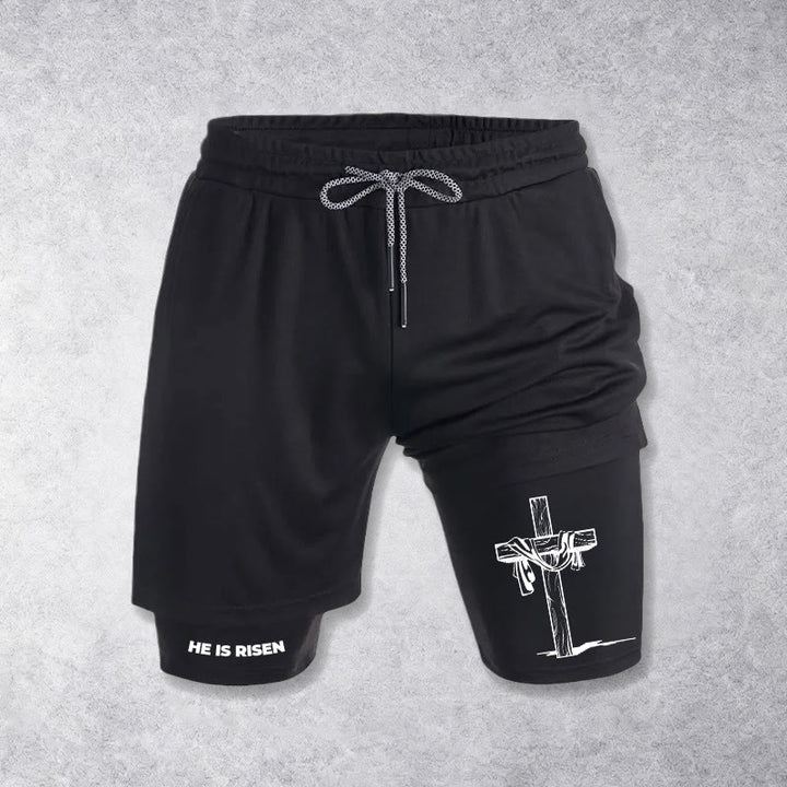 Christianartworkshop Er ist auferstanden – Auferstehungskreuz-Performance-Shorts - Schwarz - 3XL - image 9