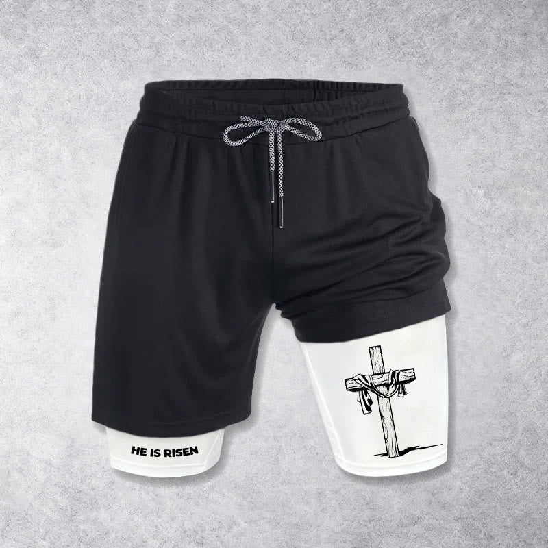 Christianartworkshop Er ist auferstanden – Auferstehungskreuz-Performance-Shorts - Weiß - 3XL - image 0