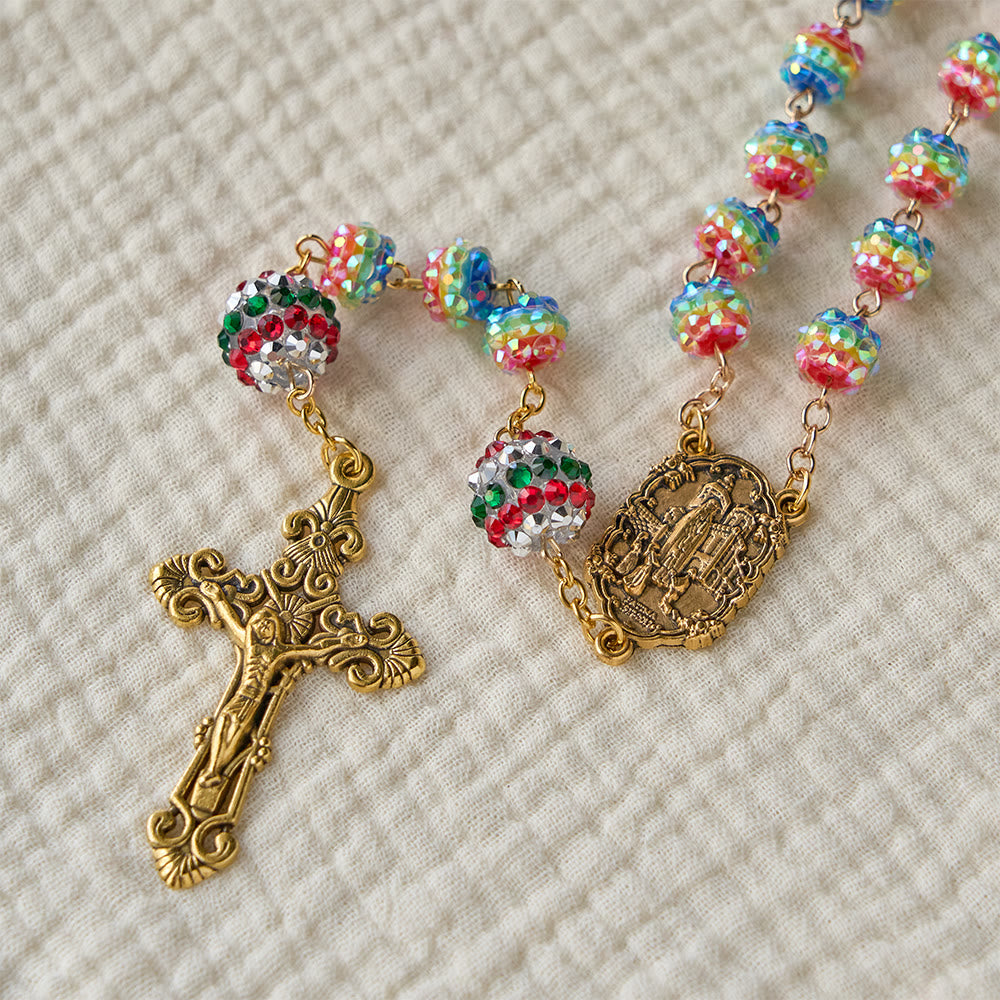 Christianartworkshop: Weihnachtlicher Regenbogenrosenkranz mit goldenem Kreuz: Andacht & lebendiger Glaube - image 5