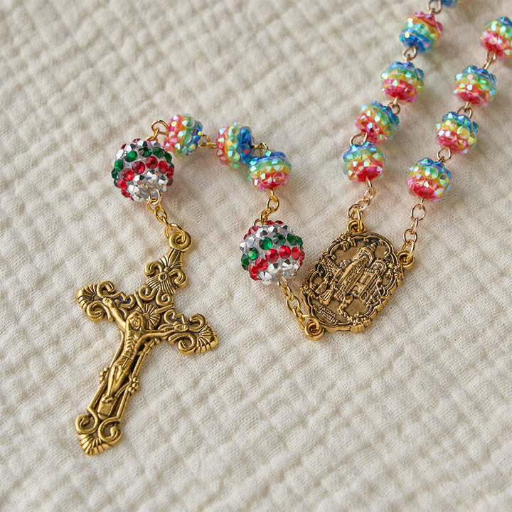 Christianartworkshop: Weihnachtlicher Regenbogenrosenkranz mit goldenem Kreuz: Andacht & lebendiger Glaube - image 5