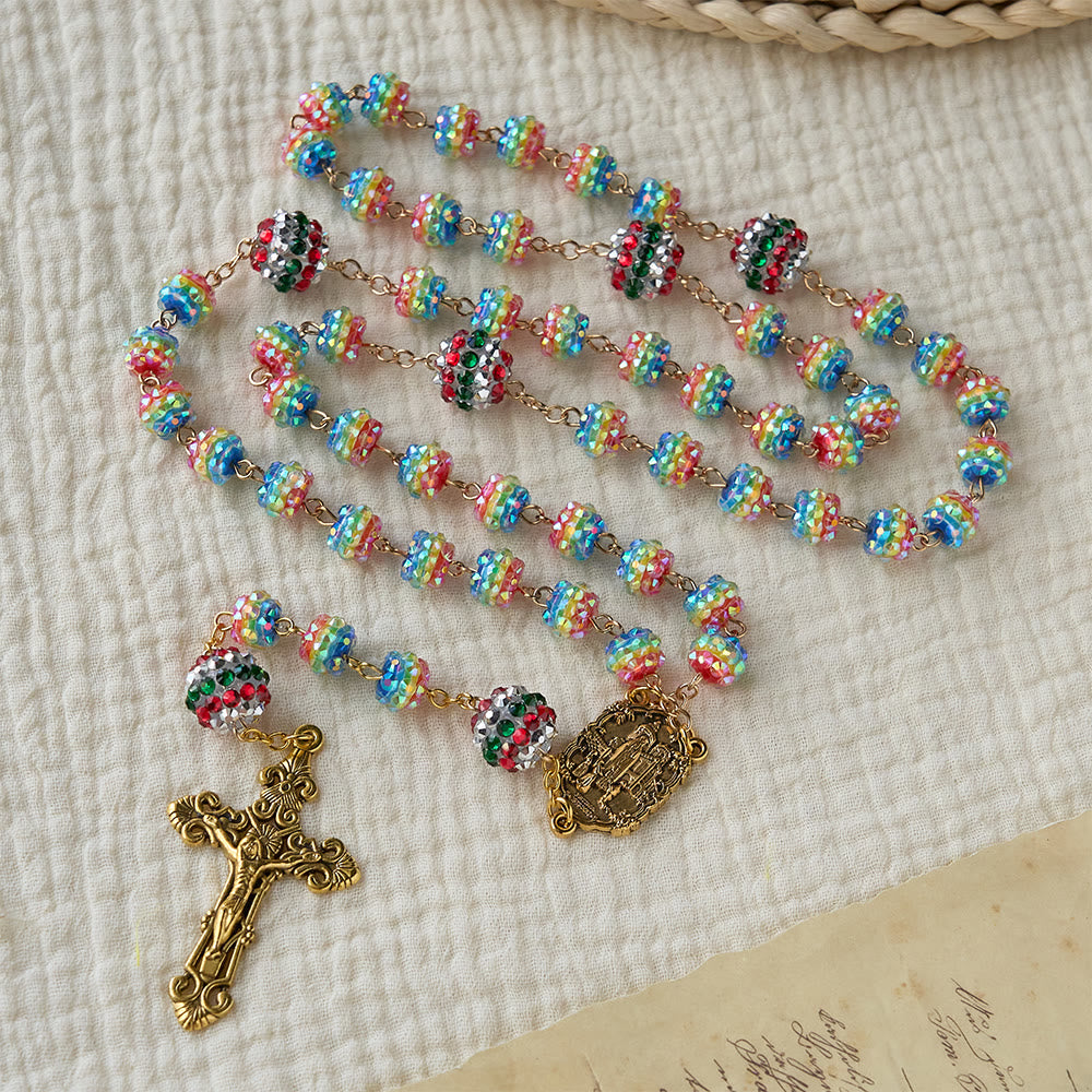 Christianartworkshop: Weihnachtlicher Regenbogenrosenkranz mit goldenem Kreuz: Andacht & lebendiger Glaube - image 3