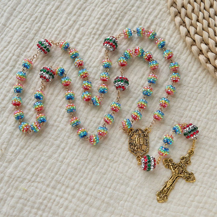 Christianartworkshop: Weihnachtlicher Regenbogenrosenkranz mit goldenem Kreuz: Andacht & lebendiger Glaube - image 2