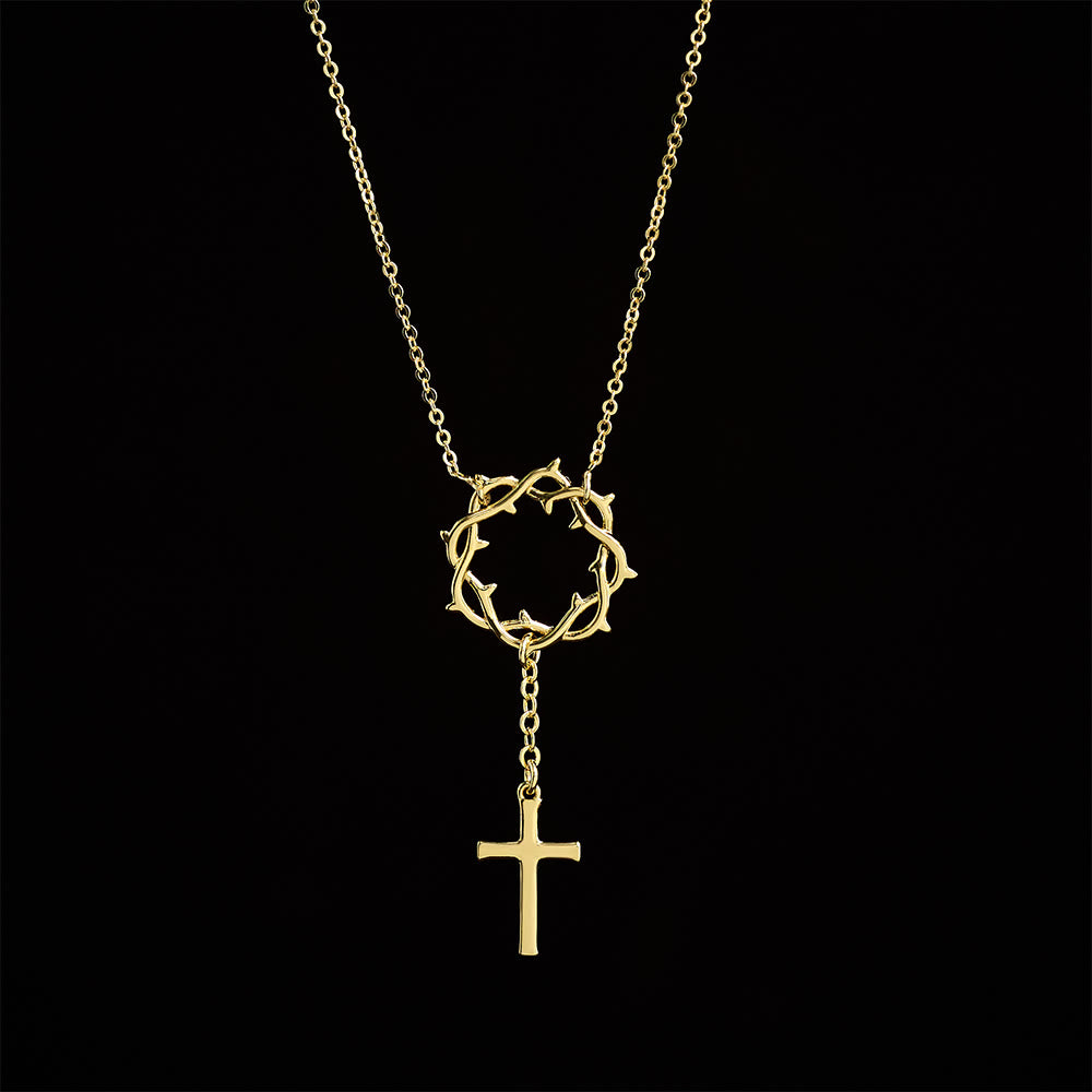 Christianartworkshop Dornenkronen-Kreuzkette: Ein Symbol für Christi Leiden und Erlösung - Golden - image 2