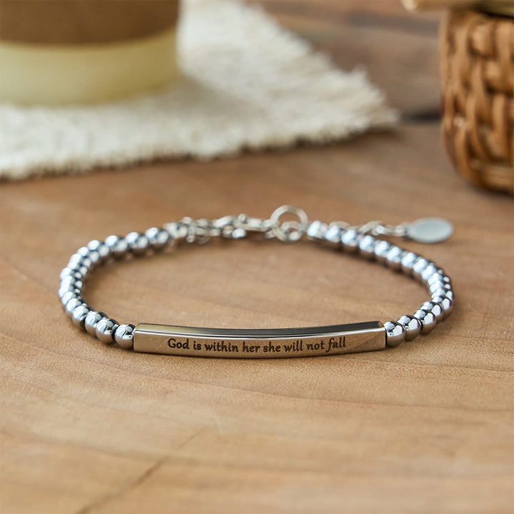 Christianartworkshop Armband mit gravierten Perlen „Stärke & Mut“: Ein Symbol göttlicher Stärke und göttlichen Mutes - image 2