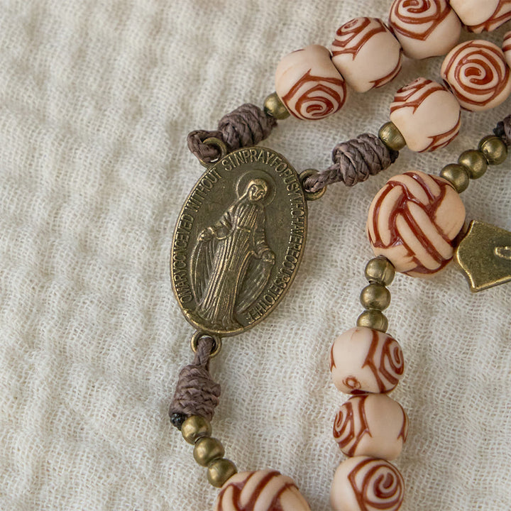 Christianartworkshop Rosenkranz mit Bronzekreuz: Marienmedaille zur Andacht - image 5
