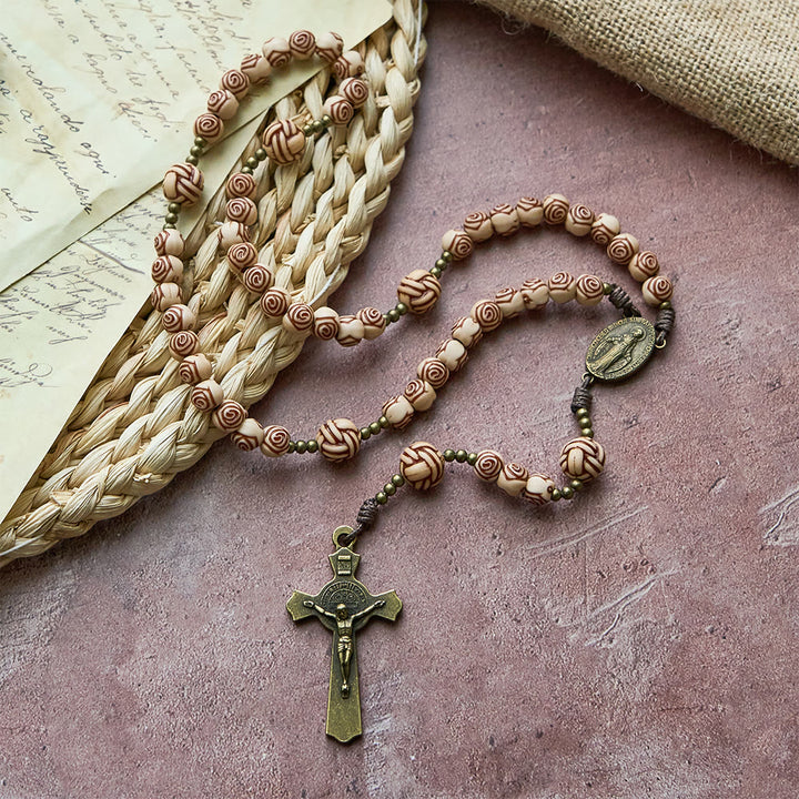 Christianartworkshop Rosenkranz mit Bronzekreuz: Marienmedaille zur Andacht - image 2