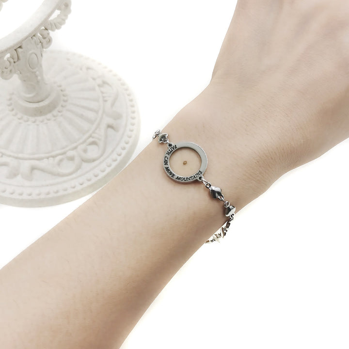 Christianartworkshop Matthäus 17,20 & Lukas 1,37 mit Senfkorn-Armband: Herzglieder mit Zirkon-Punkt-Detail - image 12