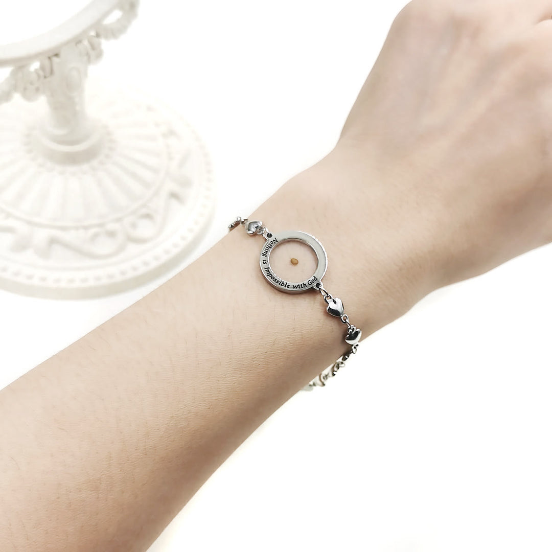 Christianartworkshop Matthäus 17,20 & Lukas 1,37 mit Senfkorn-Armband: Herzglieder mit Zirkon-Punkt-Detail - image 17