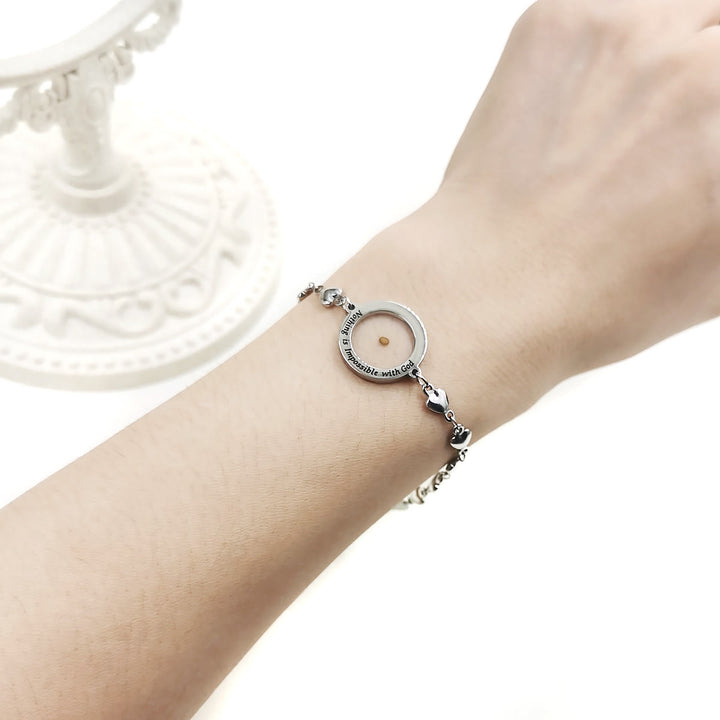 Christianartworkshop Matthäus 17,20 & Lukas 1,37 mit Senfkorn-Armband: Herzglieder mit Zirkon-Punkt-Detail - image 17