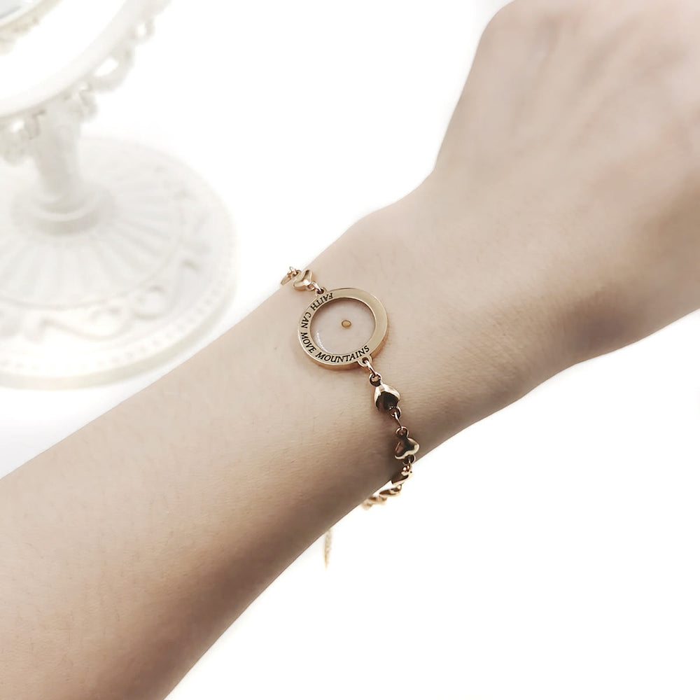 Christianartworkshop Matthäus 17,20 & Lukas 1,37 mit Senfkorn-Armband: Herzglieder mit Zirkon-Punkt-Detail - image 1