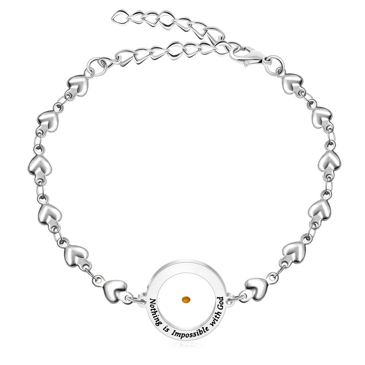 Christianartworkshop Matthäus 17,20 & Lukas 1,37 mit Senfkorn-Armband: Herzglieder mit Zirkon-Punkt-Detail - Silber - Lukas 1,37 - image 16