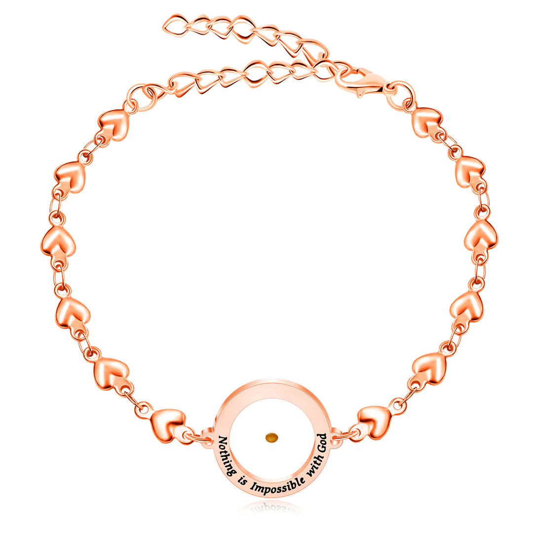 Christianartworkshop Matthäus 17,20 & Lukas 1,37 mit Senfkorn-Armband: Herzglieder mit Zirkon-Punkt-Detail - Roségold – Lukas 1,37 - image 6