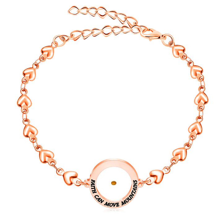 Christianartworkshop Matthäus 17,20 & Lukas 1,37 mit Senfkorn-Armband: Herzglieder mit Zirkon-Punkt-Detail - Roségold – Matthäus 17,20 - image 0