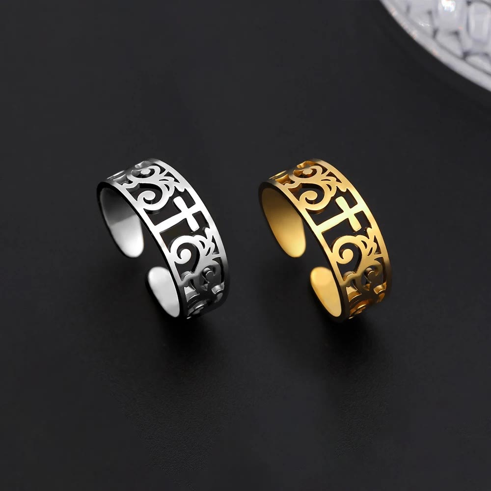 Christianartworkshop Ring mit filigranem Kreuzausschnitt: Ein Symbol für Christi unvergängliche Gnade - image 0