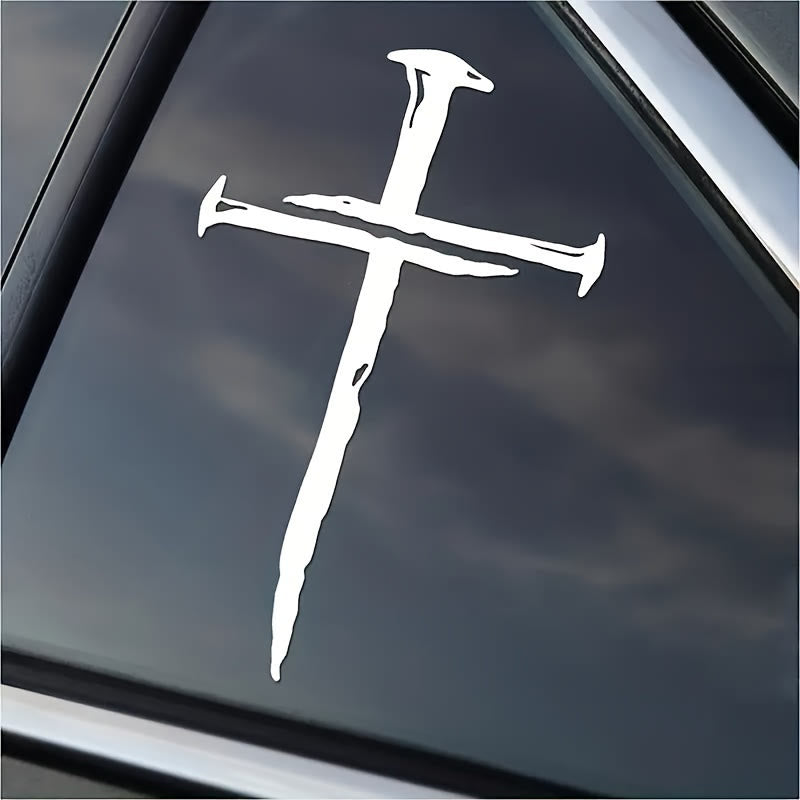 Christianartworkshop Vinylaufkleber mit abgenutztem Kreuz: Wetterbeständig für die Autoscheibe - image 2