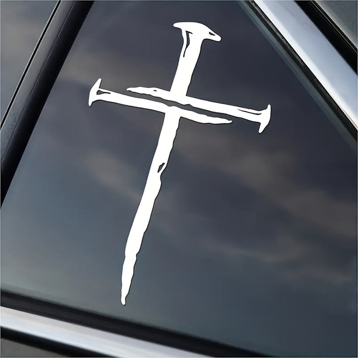 Christianartworkshop Vinylaufkleber mit abgenutztem Kreuz: Wetterbeständig für die Autoscheibe - image 2