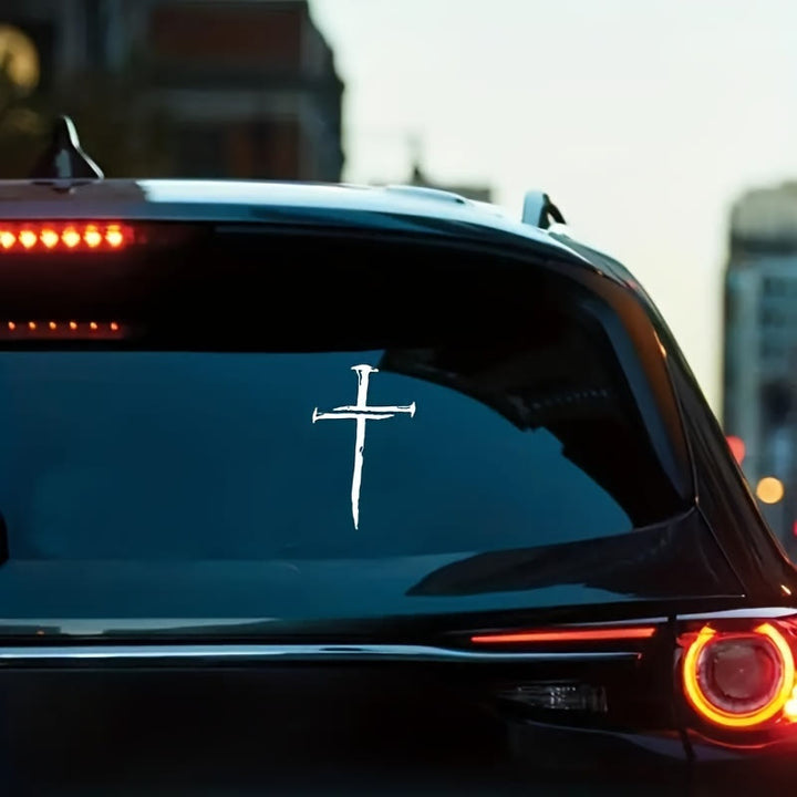 Christianartworkshop Vinylaufkleber mit abgenutztem Kreuz: Wetterbeständig für die Autoscheibe - image 1