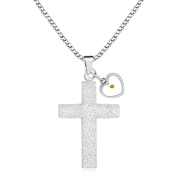 Christianartworkshop Senfkorn-Halskette mit strukturiertem Kreuz: Metallische Anhänger als spirituelle Erinnerung - Silber - image 6