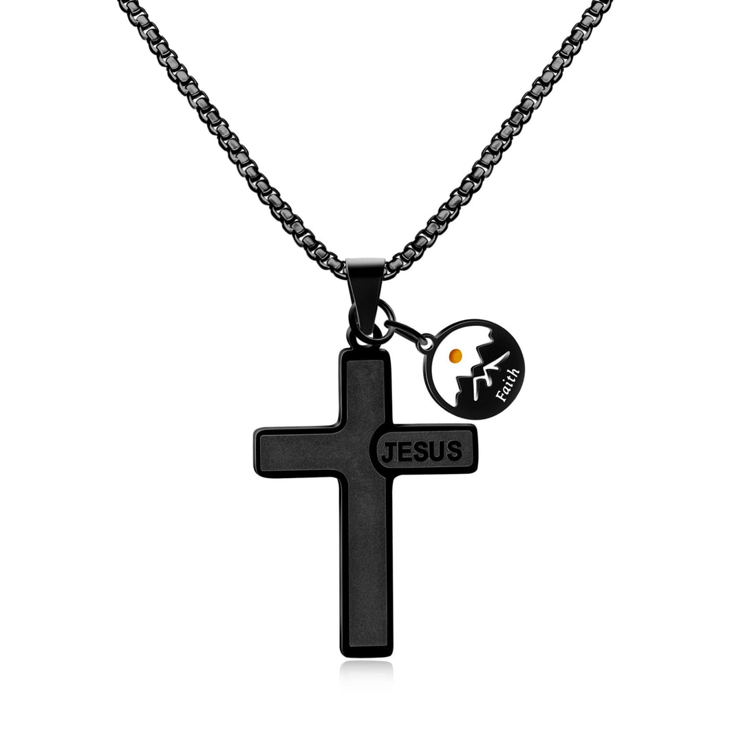 Christianartworkshop Halskette mit Jesus-Senfkornkreuz: Ein Symbol für Christi Liebe und die Kraft des Glaubens - Schwarz - image 0