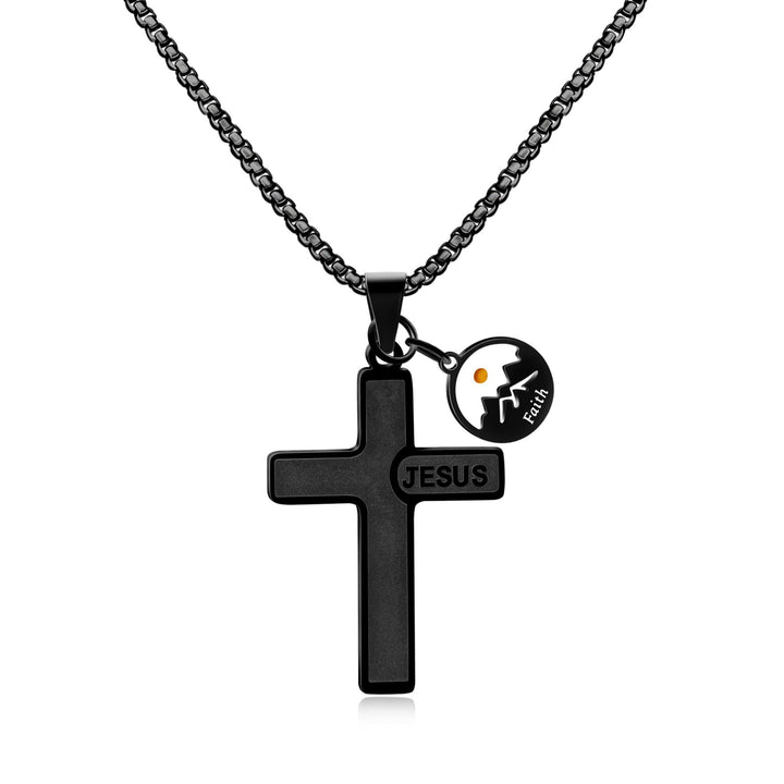 Christianartworkshop Halskette mit Jesus-Senfkornkreuz: Ein Symbol für Christi Liebe und die Kraft des Glaubens - Schwarz - image 0
