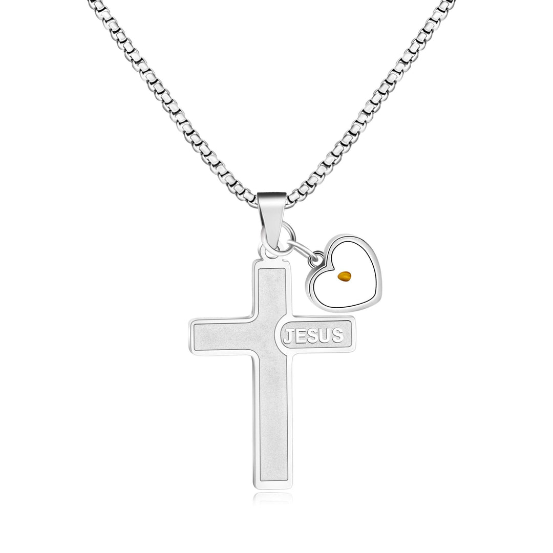 Christianartworkshop Halskette mit Jesus-Senfkornkreuz: Ein Symbol für Christi Liebe und die Kraft des Glaubens - Silber - image 5