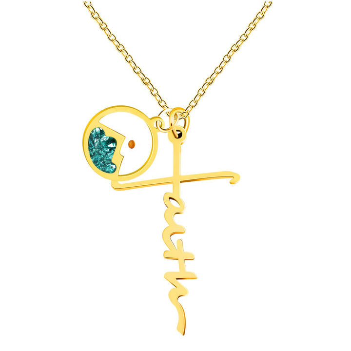 Christianartworkshop Senfkorn-Halskette mit Kreuz und Glaubensschrift: Ein Symbol für unerschütterlichen Glauben - Gold + Grün - image 11