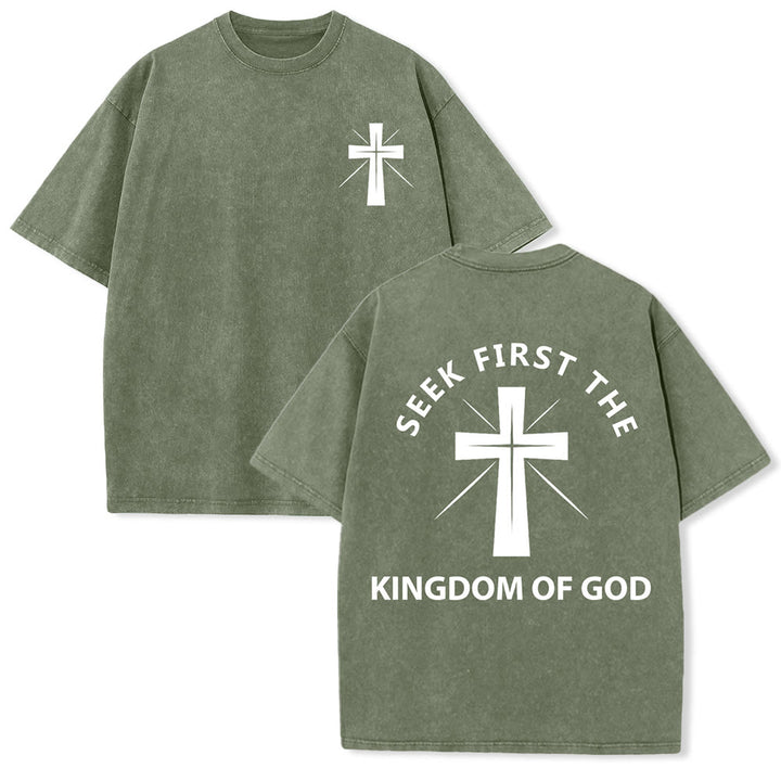 Christianartworkshop „Sucht zuerst das Reich Gottes“ Unisex-T-Shirt (vorgewaschen) - Armeegrün - 5XL - image 9