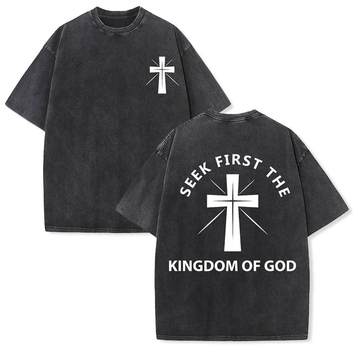 Christianartworkshop „Sucht zuerst das Reich Gottes“ Unisex-T-Shirt (vorgewaschen) - Schwarz - 5XL - image 0