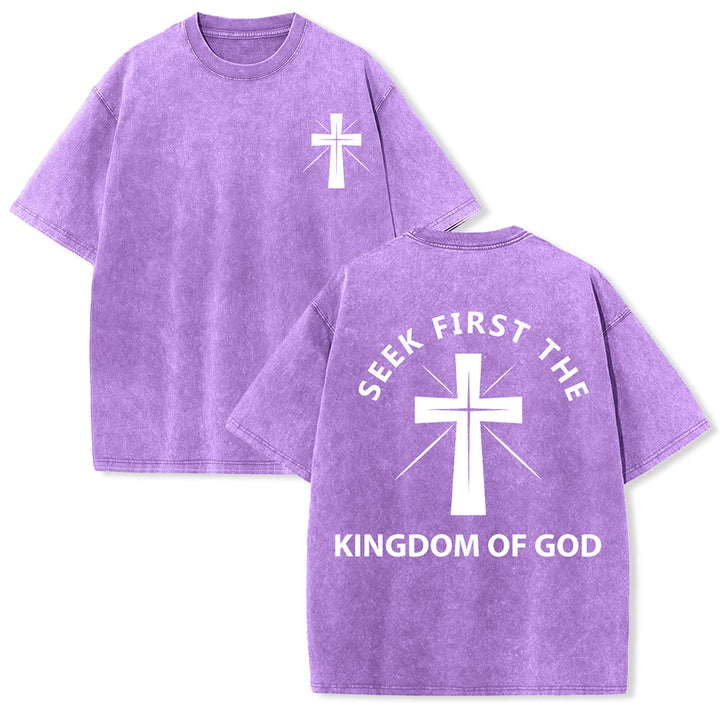 Christianartworkshop „Sucht zuerst das Reich Gottes“ Unisex-T-Shirt (vorgewaschen) - Lila - 5XL - image 21