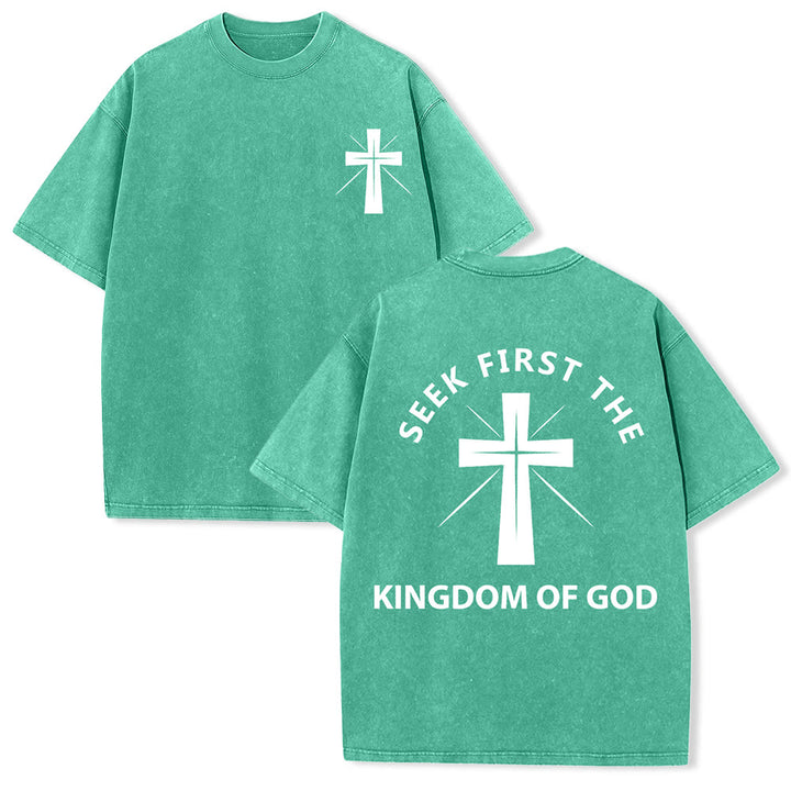 Christianartworkshop „Sucht zuerst das Reich Gottes“ Unisex-T-Shirt (vorgewaschen) - Grün - 5XL - image 6