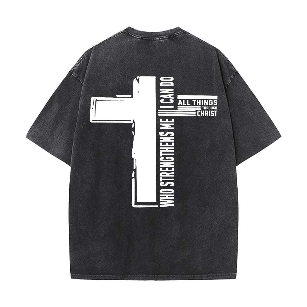 Christianartworkshop Gott ist gut – Philipper 4,13 – Unisex-T-Shirt mit Kreuzmotiv - image 1