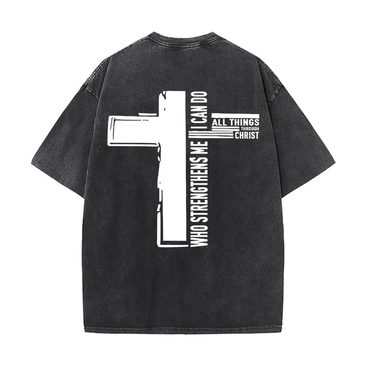 Christianartworkshop Gott ist gut – Philipper 4,13 – Unisex-T-Shirt mit Kreuzmotiv - image 1