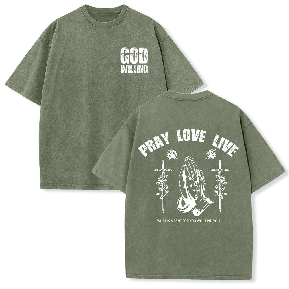 Christianartworkshop So Gott will, bete, liebe, lebe – Unisex-T-Shirt (vorgewaschen) - Armeegrün - 5XL - image 12