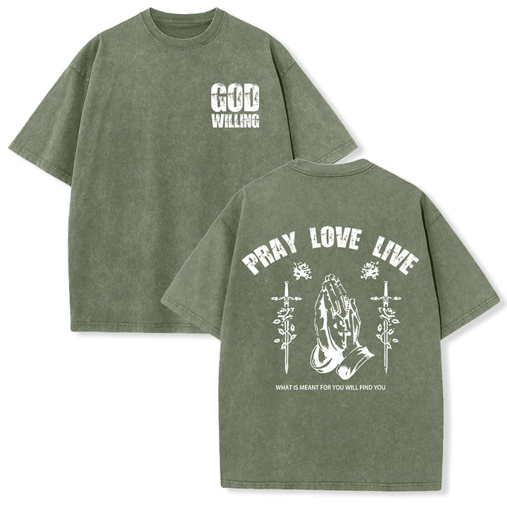Christianartworkshop So Gott will, bete, liebe, lebe – Unisex-T-Shirt (vorgewaschen) - Armeegrün - 5XL - image 12