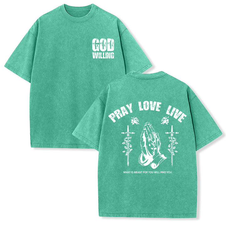 Christianartworkshop So Gott will, bete, liebe, lebe – Unisex-T-Shirt (vorgewaschen) - Grün - 5XL - image 9