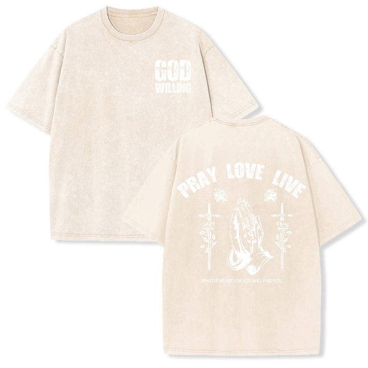 Christianartworkshop So Gott will, bete, liebe, lebe – Unisex-T-Shirt (vorgewaschen) - Beige - 5XL - image 18