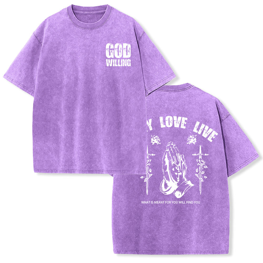 Christianartworkshop So Gott will, bete, liebe, lebe – Unisex-T-Shirt (vorgewaschen) - Lila - 5XL - image 21