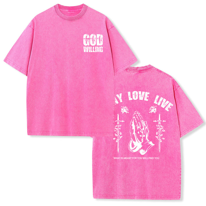 Christianartworkshop So Gott will, bete, liebe, lebe – Unisex-T-Shirt (vorgewaschen) - Rosa - 5XL - image 24