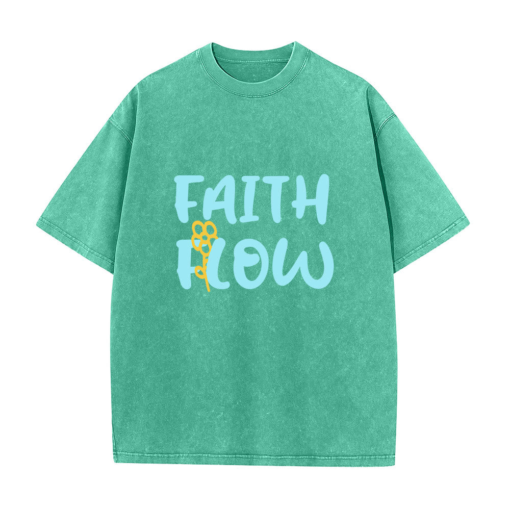 Christianartworkshop Faith Flow Floral Unisex Washed T-Shirt - Grün - 5XL - image 3
