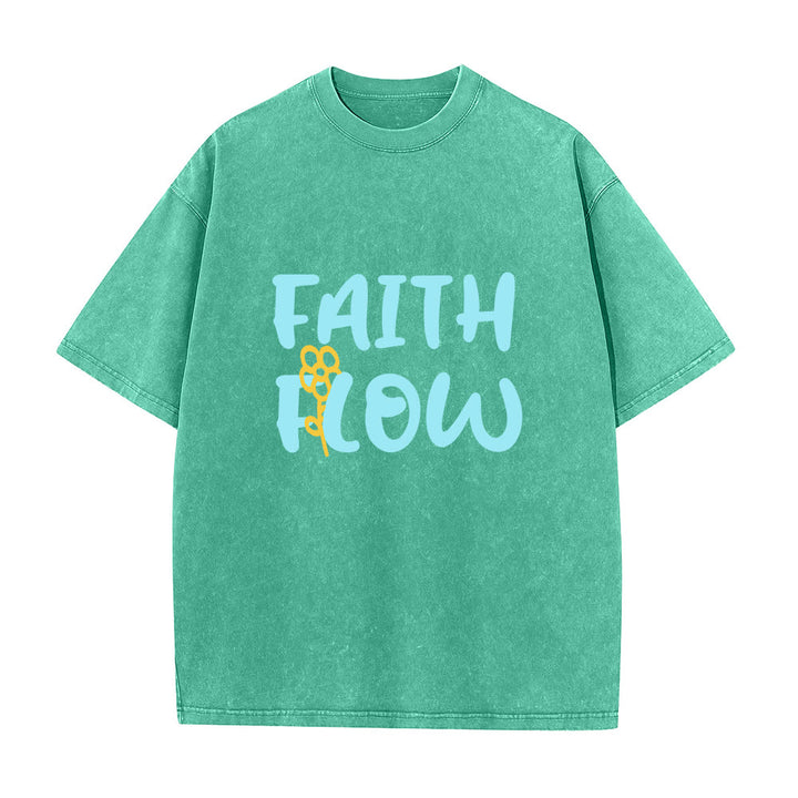 Christianartworkshop Faith Flow Floral Unisex Washed T-Shirt - Grün - 5XL - image 3