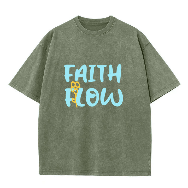 Christianartworkshop Faith Flow Floral Unisex Washed T-Shirt - Armeegrün - 5XL - image 4