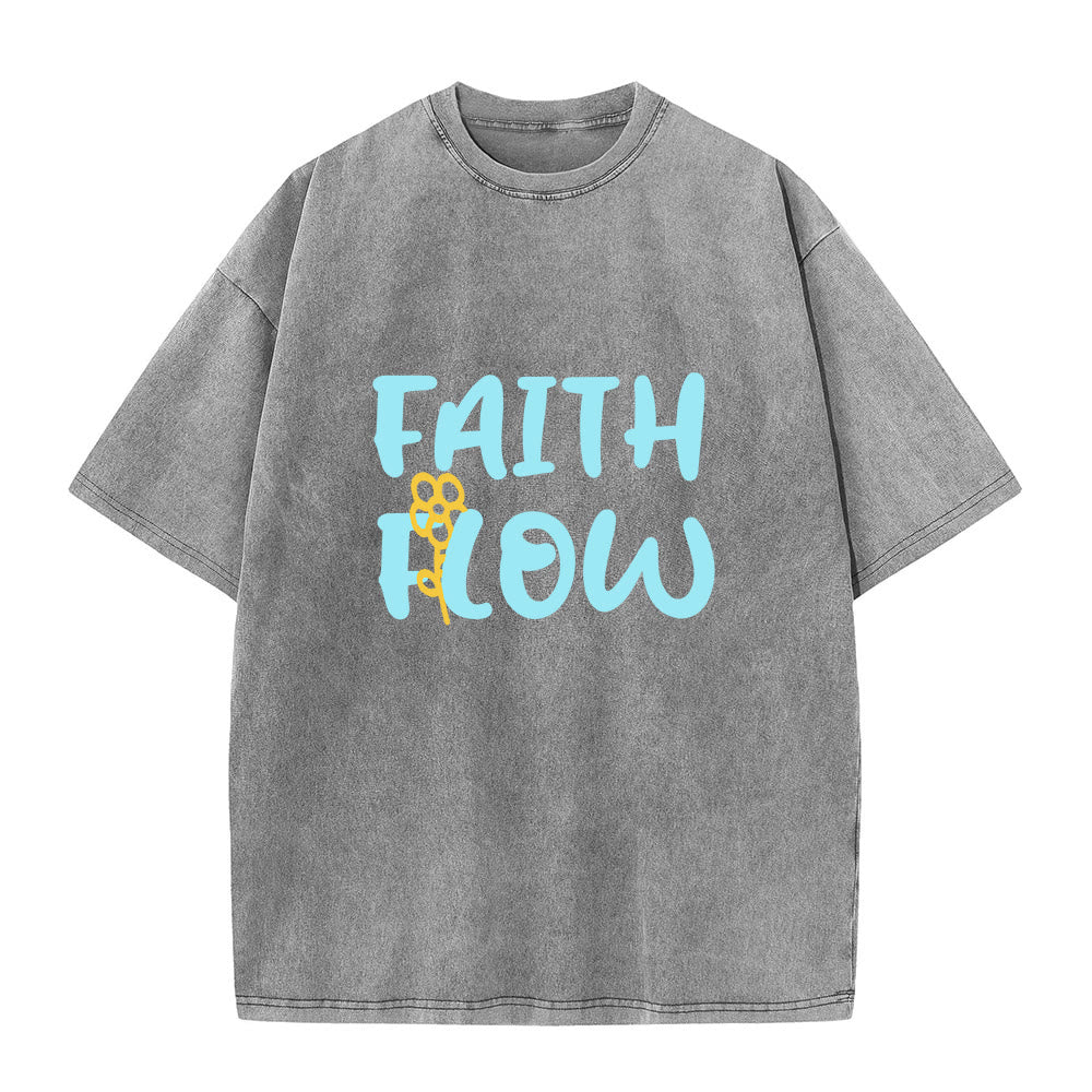 Christianartworkshop Faith Flow Floral Unisex Washed T-Shirt - Grau - 5XL - image 2