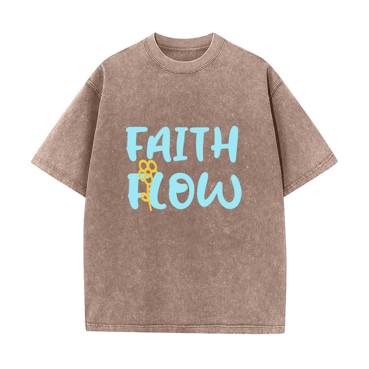 Christianartworkshop Faith Flow Floral Unisex Washed T-Shirt - Braun - 5XL - image 5