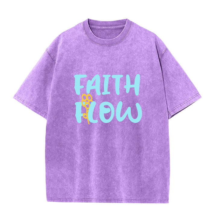 Christianartworkshop Faith Flow Floral Unisex Washed T-Shirt - Lila - 5XL - image 0