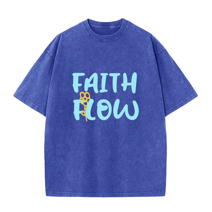 Christianartworkshop Faith Flow Floral Unisex Washed T-Shirt - Blau - 5XL - image 7