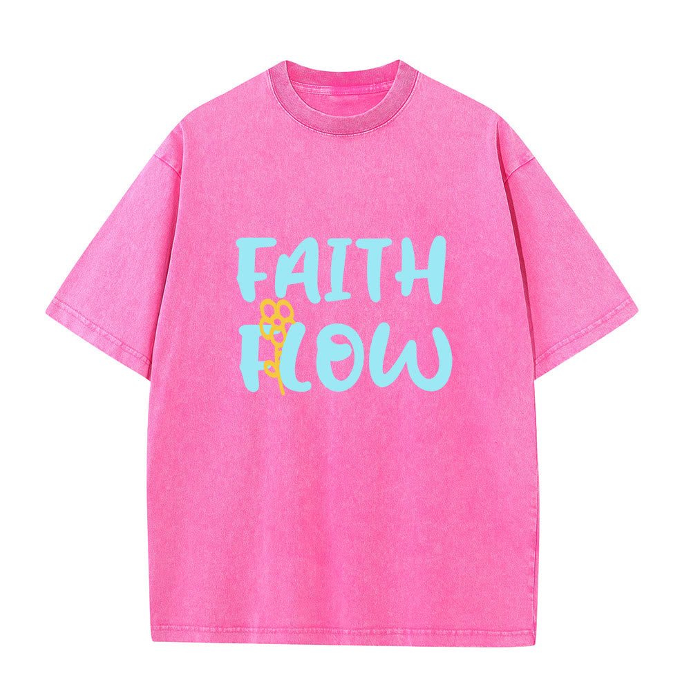 Christianartworkshop Faith Flow Floral Unisex Washed T-Shirt - Rosa - 5XL - image 8